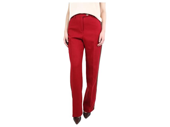 Chanel Red wool straight-leg trousers - size UK 12  ref.1166297