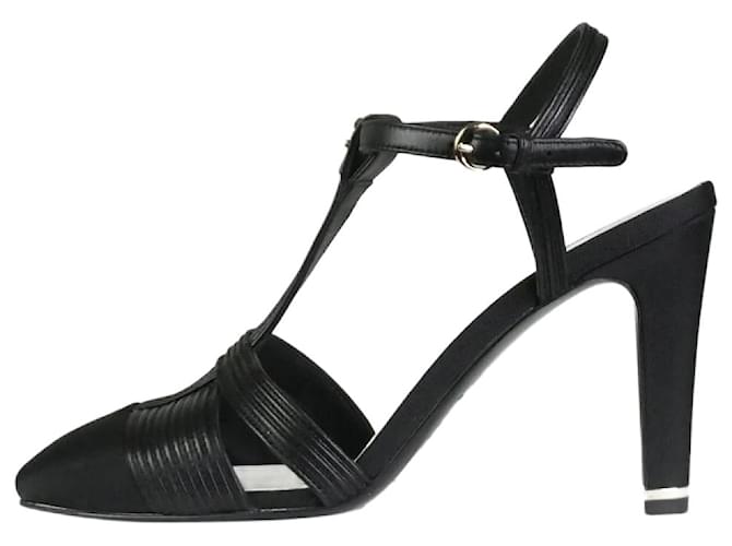 Chanel Black CC mules - size EU 38 Leather  ref.1166299