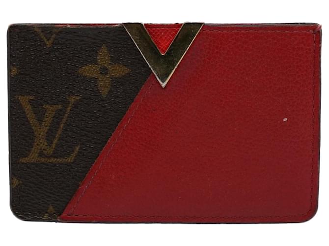 Louis Vuitton Porte carte Reißverschluss Rot Leder  ref.1166503