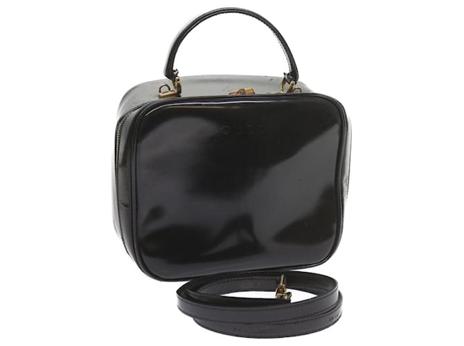 GUCCI Bamboo Vanity Cosmetic Pouch Patent leather Black 000 3270 Auth yk9625  ref.1166703