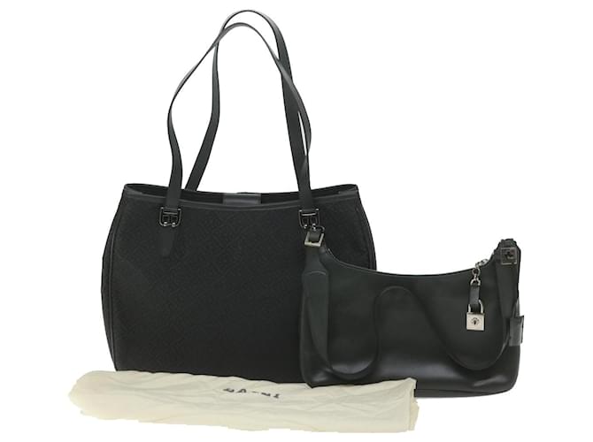 BALLY Shoulder Bag Nylon Leather 2Set Black Brown Auth bs10174  ref.1166705
