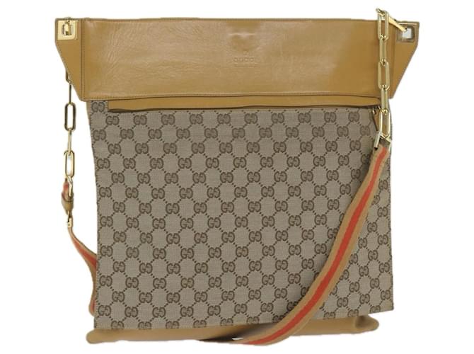 GUCCI GG Canvas Sherry Line Shoulder Bag Beige Red Brown Auth hk957  ref.1166717