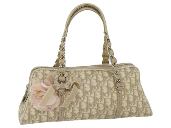 Christian Dior Romantic Chain Hand Bag PVC Beige Auth hk921  ref.1166735