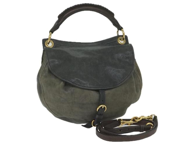 Bolsa de Mão Miu Miu Couro 2caminho Gray Auth hk946 Cinza  ref.1166736