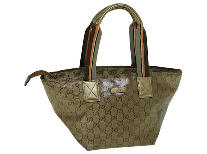 GUCCI GG Crystal Sherry Line Tote Bag Gold Tone Brown gray 131228 Auth tb959 Grey  ref.1166786