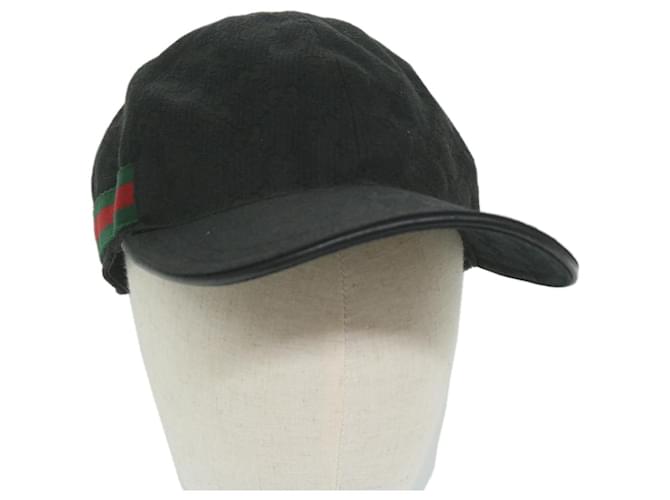 GUCCI GG Canvas Web Sherry Line Cap L size Black Red Green 200035 Auth am5247  ref.1166806