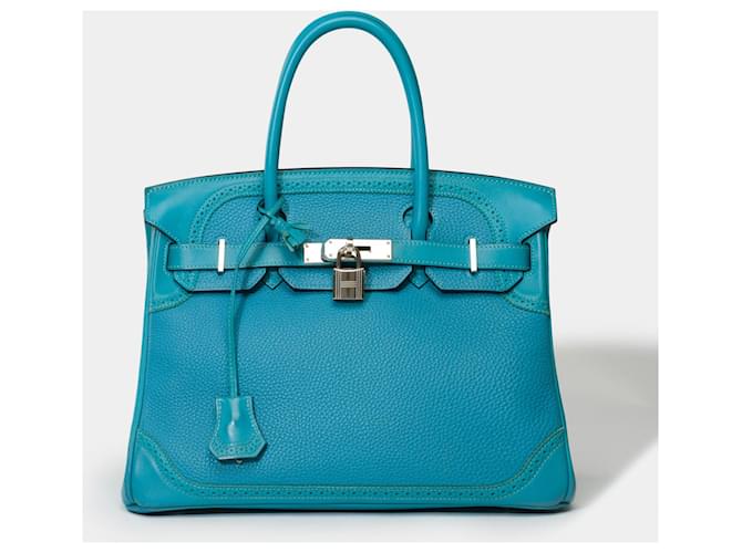 Hermès HERMES BIRKIN BAG 30 in Blue Leather - 101624  ref.1166851