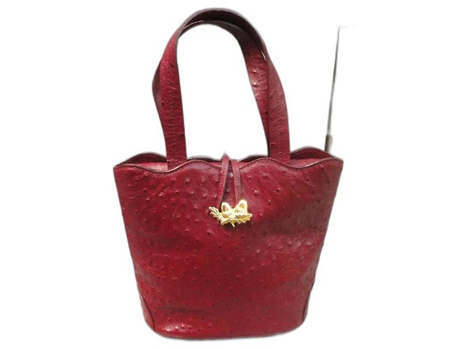 Autre Marque Borsa Renouard in pelle di struzzo Rosso