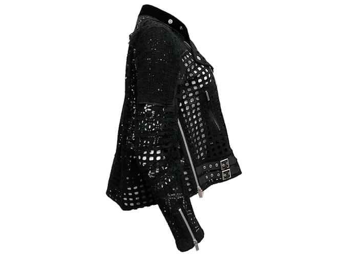 Veste de moto à œillets en coton noir Sacai  ref.1167804