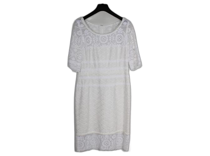Kleid von Oscar de la Renta Weiß Seide Baumwolle  ref.1167887