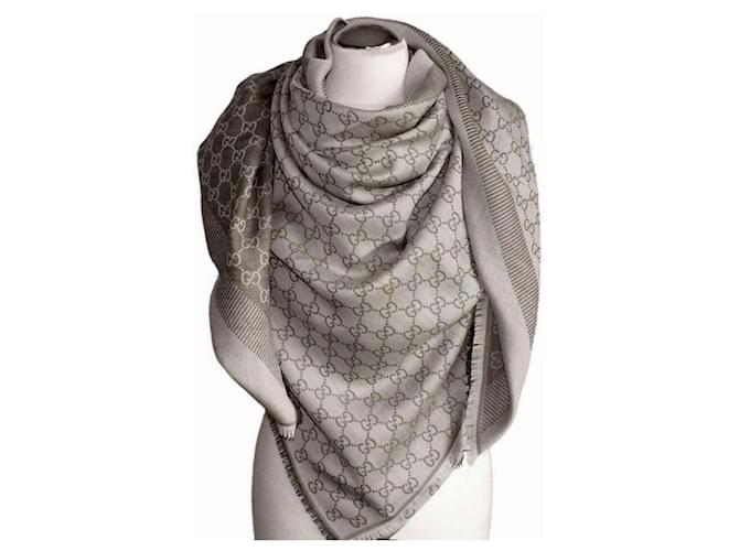 ggweb scarf  gucci Beige Silk Wool  ref.1167897