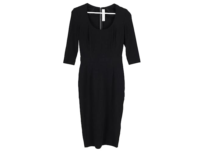 Victoria Beckham Pencil Midi Dress in Black Polyester Viscose  ref.1167994