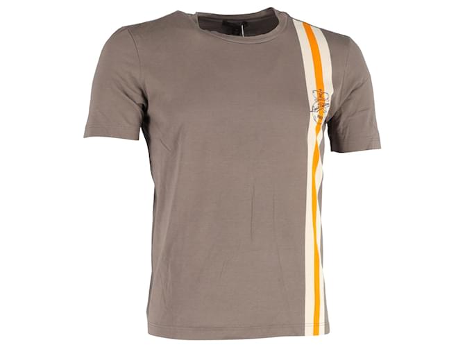 Louis Vuitton Stripe Detail T-Shirt in Brown Cotton  ref.1168006
