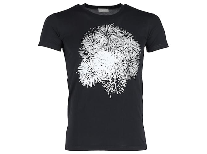 Camiseta con gráfico de fuegos artificiales de Christian Dior en algodón negro  ref.1168007