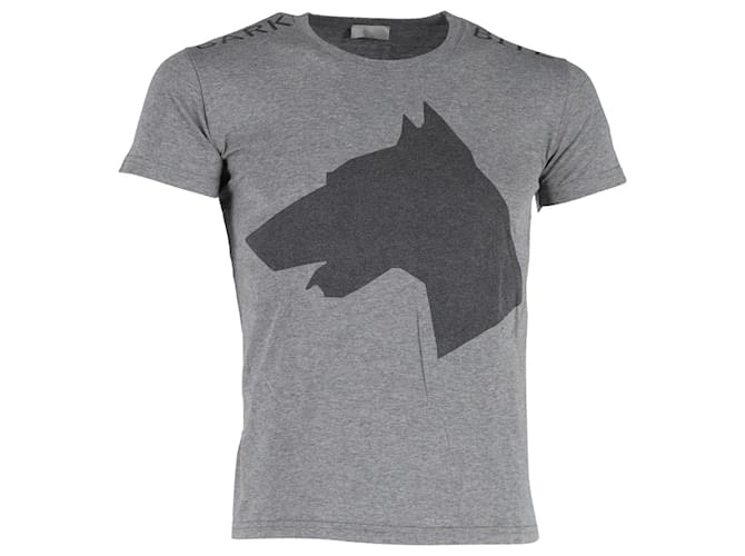 Christian Dior Dark Bite Dog Graphic T-Shirt in Grey Cotton  ref.1168008