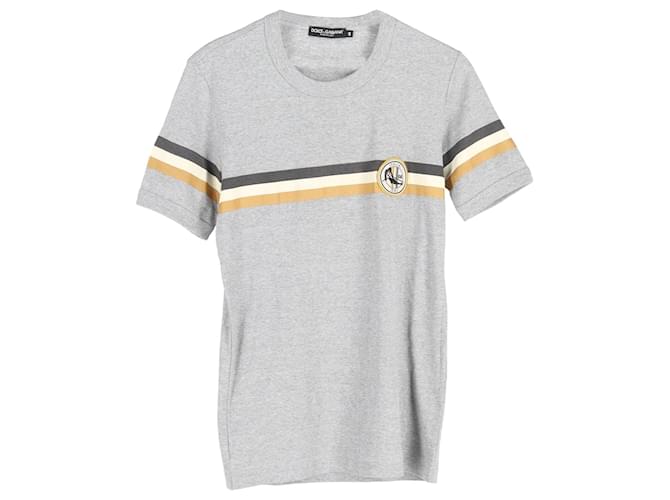 Dolce & Gabbana Camiseta con insignia de esquí en algodón gris  ref.1168011