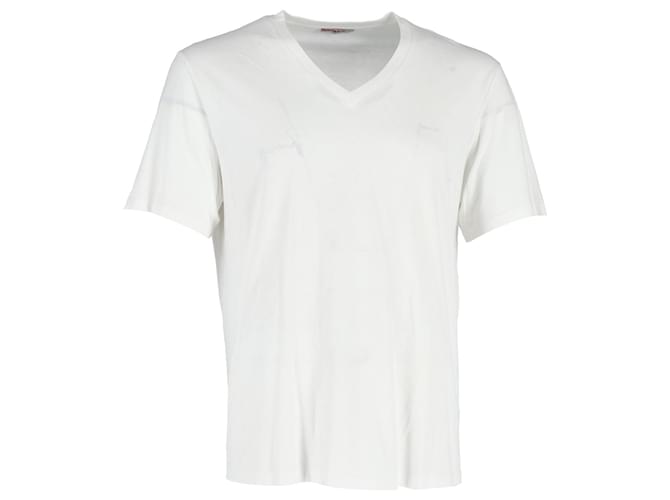 Prada V-Neck T-Shirt in White Cotton  ref.1168030