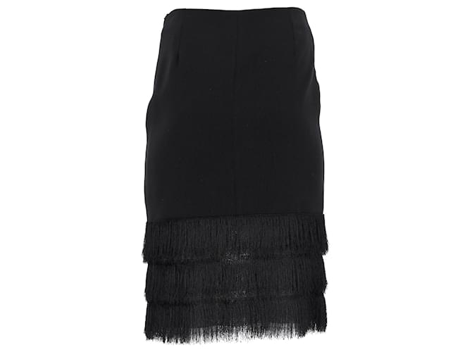 Sandro Fringe Skirt in Black Polyester  ref.1168045