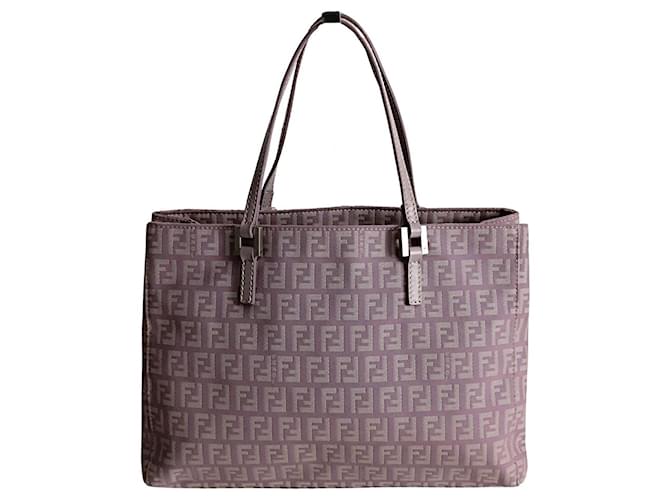 Fendi handmade tote bag in lilac Zucchino canvas Purple Cloth  ref.1168047