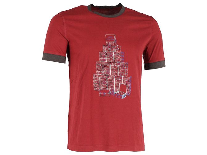T-shirt Louis Vuitton Logo Bagagli in cotone rosso