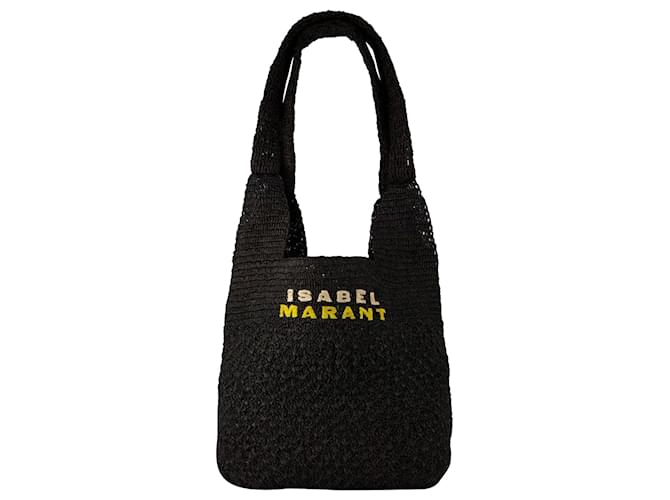 Praia Medium Shopper Bag - Isabel Marant - Raffia - Black  ref.1168070