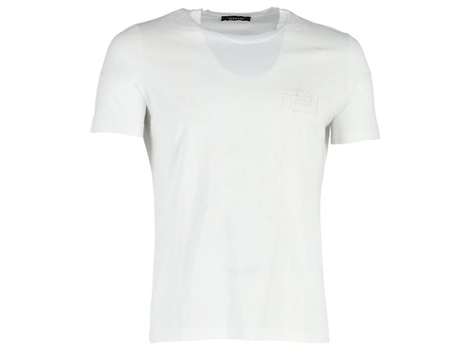 Camiseta Versace Logo Crewneck em algodão branco