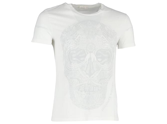 Camiseta con estampado de calavera de Alexander McQueen en algodón blanco  ref.1168080