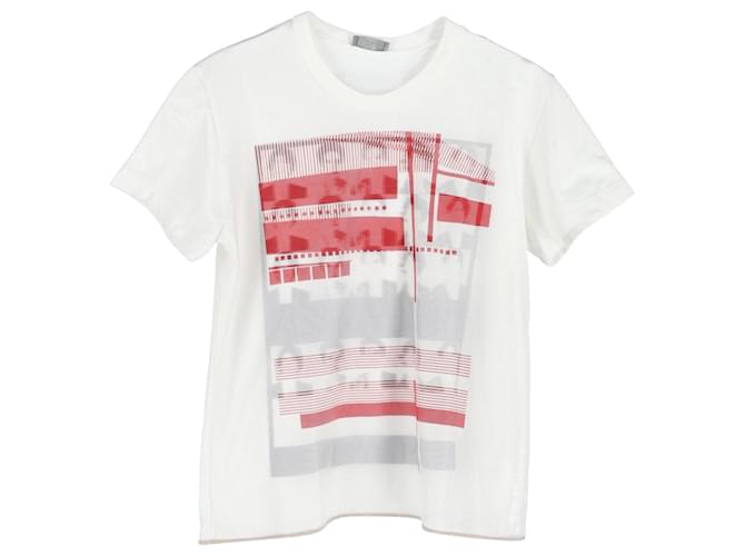 Christian Dior Camiseta de manga corta estampada Dior de algodón blanco  ref.1168088