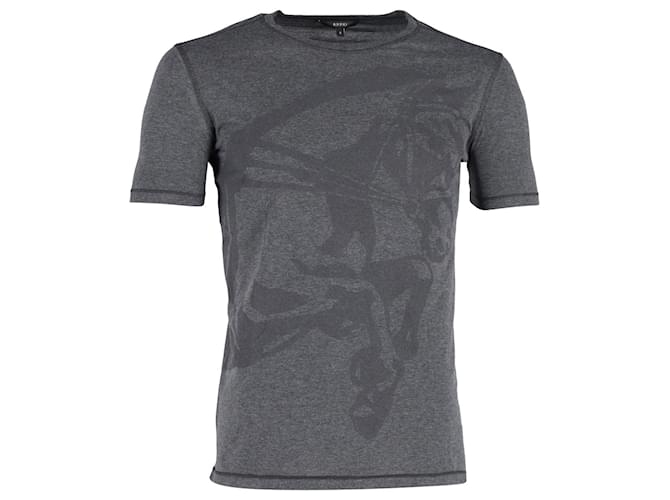 T-shirt Gucci con stampa cavalli in cotone grigio  ref.1168089