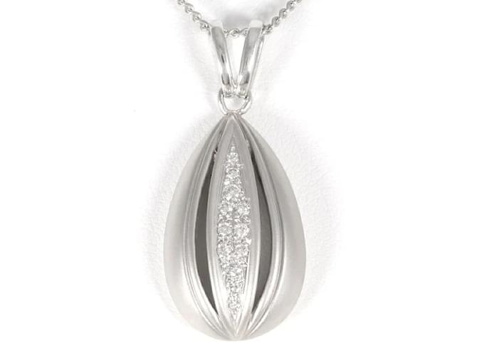 & Other Stories Platinum Diamond Necklace Silvery Metal  ref.1168094