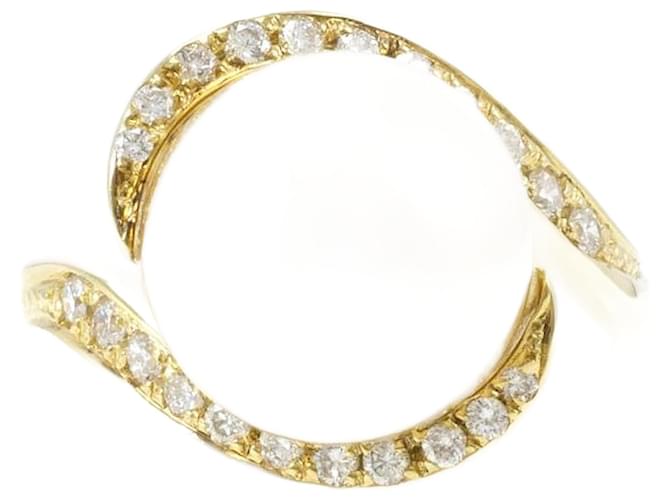 & Other Stories 18K Diamond & Pearl Ring Golden Metal  ref.1168096