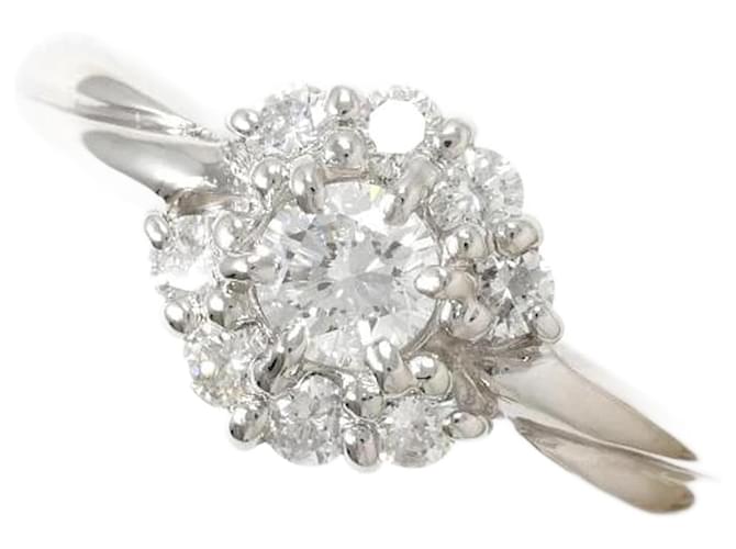 & Other Stories Platinum Flower Diamond Ring Silvery Metal  ref.1168097