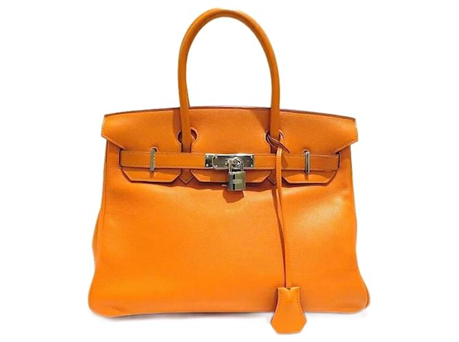Hermès Clemencia Birkin 30 Naranja Cuero  ref.1168100