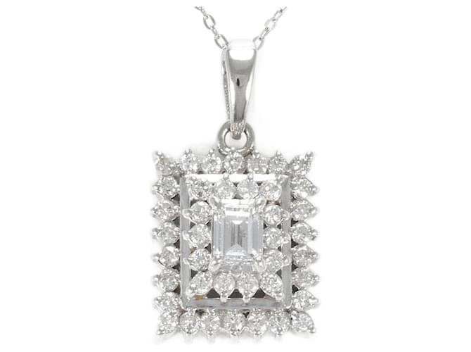 & Other Stories Platinum Diamond Necklace Silvery Metal  ref.1168107