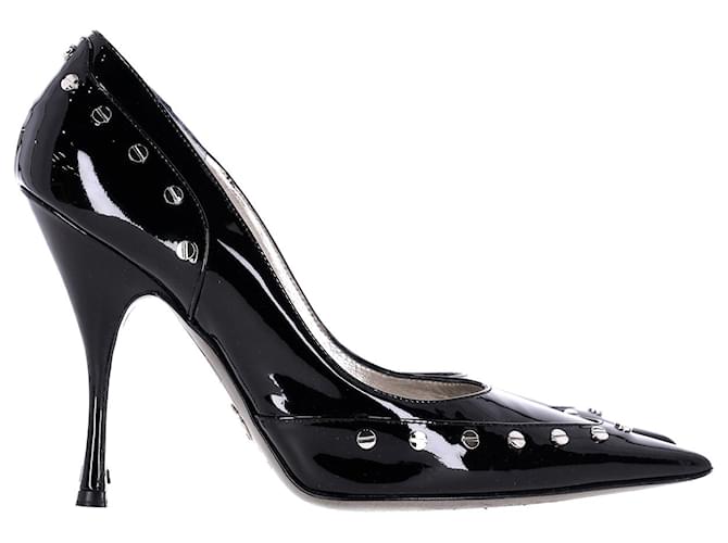 Dolce & Gabbana Sapatos com tachas em couro envernizado preto  ref.1168112