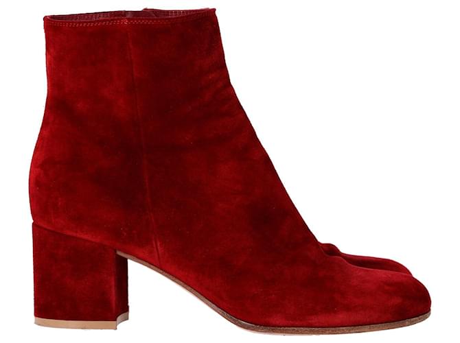Gianvito Rossi Ankle Boots in Red Suede   ref.1168113
