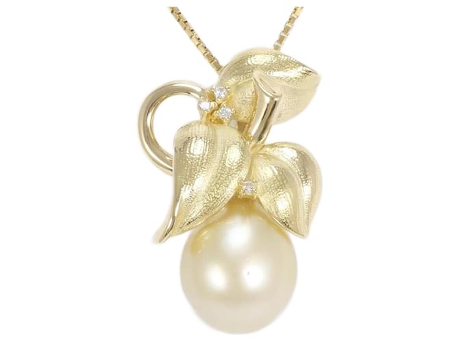 & Other Stories 18K Pearl & Diamond Necklace Golden Metal Gold  ref.1168121