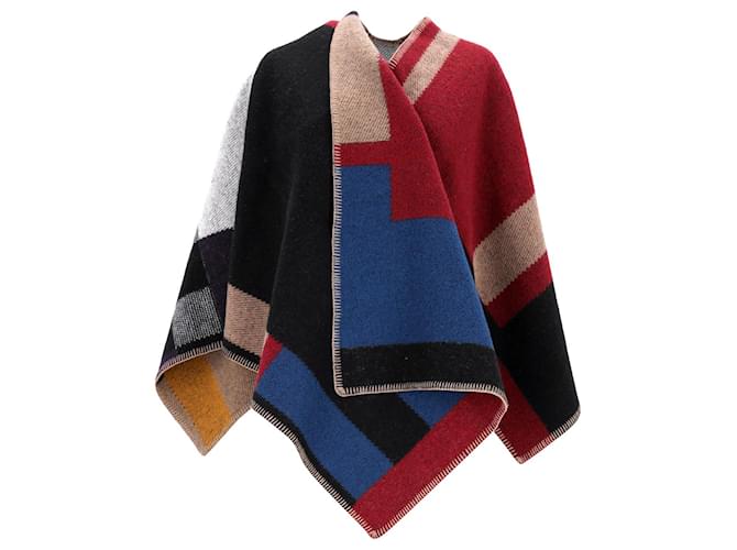Burberry Colour-Block Cape aus mehrfarbiger Wolle Mehrfarben  ref.1168151
