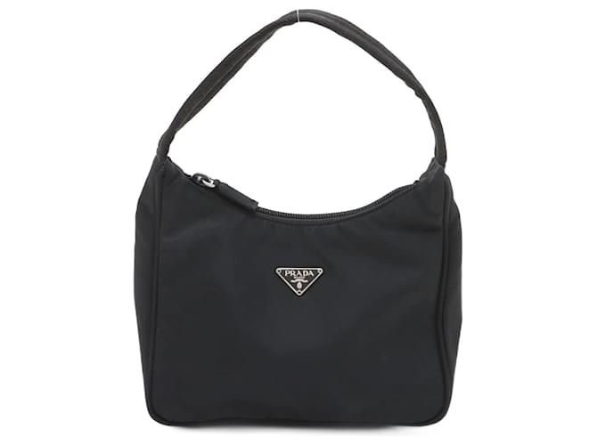Prada Black Tessuto shoulder bag with front triangle logo Cloth  ref.1168186