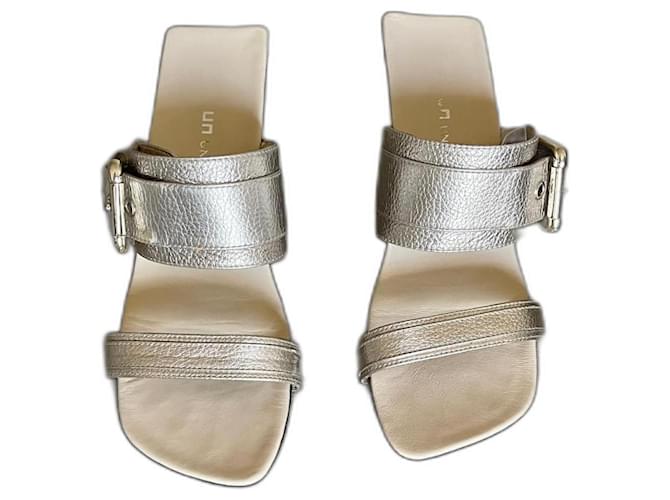 light gold sandals Loop Buckle United Nude T. 37 Silvery Golden Leather  ref.1168218
