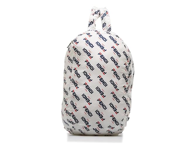 Fendi White x Fila Mania Packable Backpack Nylon Cloth  ref.1168262