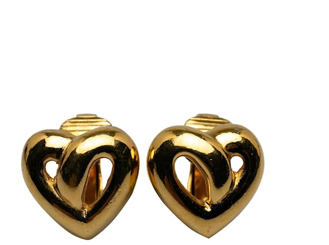 Clipe de coração de ouro Dior em brincos Dourado Metal Banhado a ouro  ref.1168297