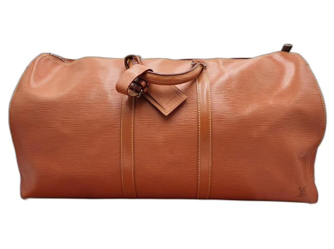 Louis Vuitton 55 Epi Leather Boston Keepall Bag Brown  ref.1168305
