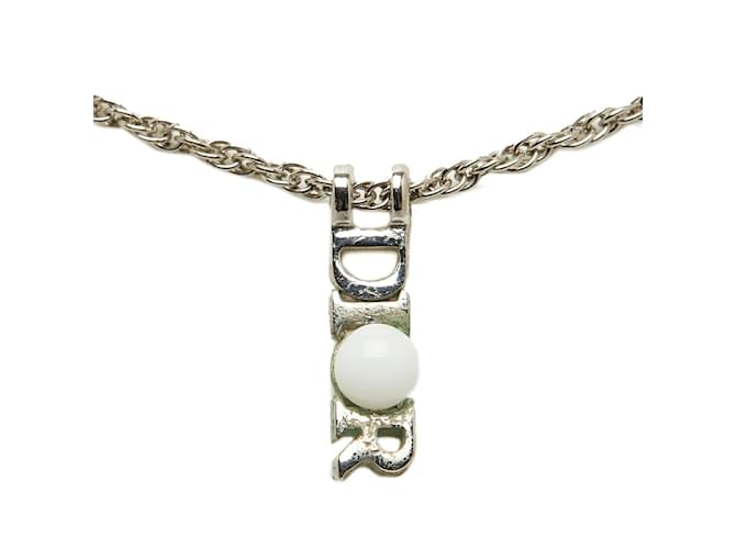 Dior Halskette mit Logo-Anhänger Silber Metall  ref.1168318