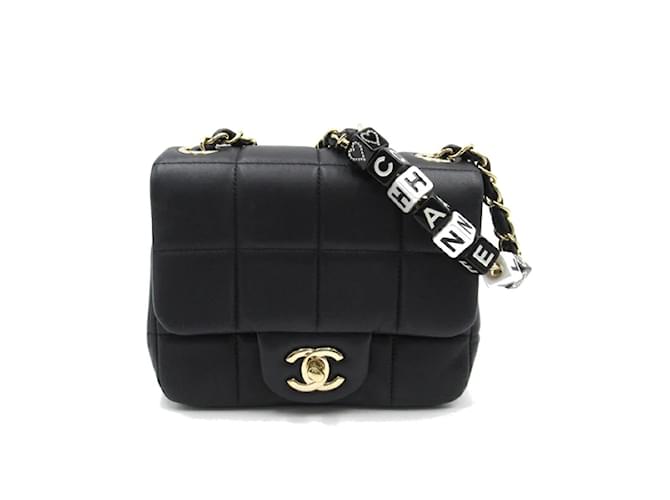 Chanel Cruise 2023 Chocobar Mini Flap Bag Black Leather Lambskin  ref.1168364