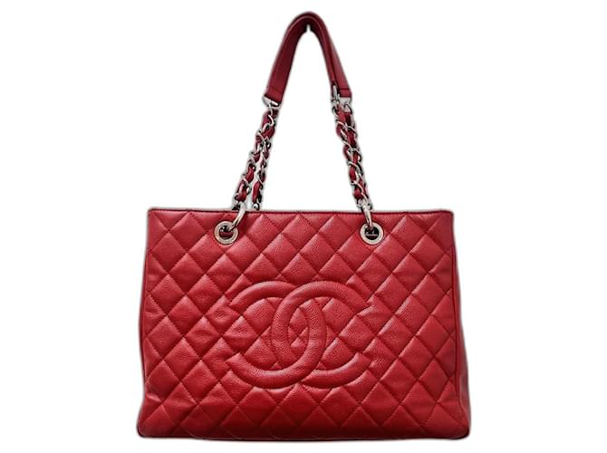 Chanel GST (grande bolsa de compras) Vermelho Couro  ref.1168384