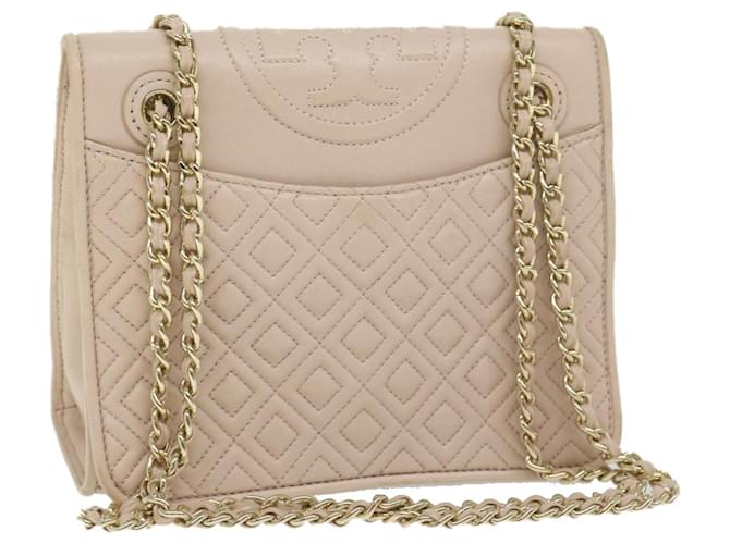 TORY BURCH Quilted Chain Shoulder Bag Leather Pink Auth am5282  ref.1168749
