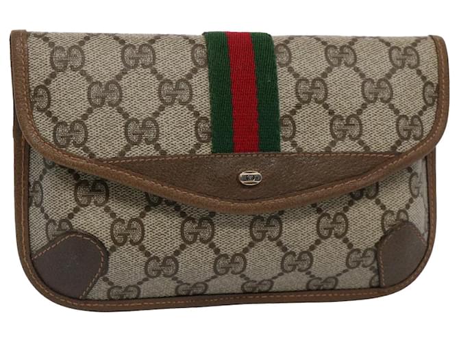 GUCCI GG Supreme Web Sherry Line Pouch Beige Red Green 89 01 021 Auth am5317  ref.1168760