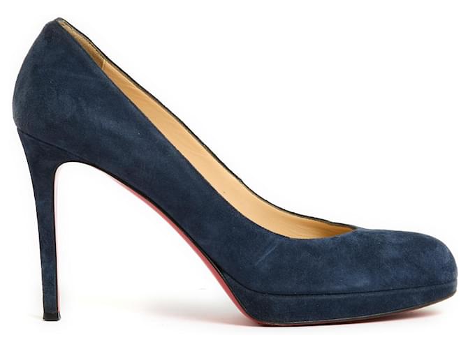 Christian Louboutin Tacones Azul Gamuza  ref.1168891