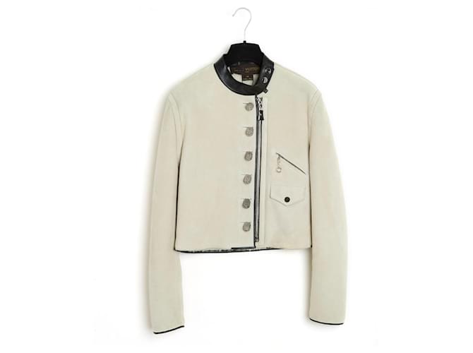 Louis Vuitton 17C Short Shearling Jacket FR36 New Cream Leather  ref.1169064